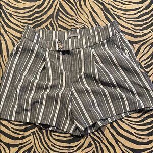 Maurices Black & White Striped High-Waist Shorts